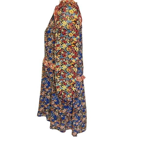 New Code x Mode Mixed Floral Boho Long Sleeve Flowy Dress Size XS - Picture 6 of 12